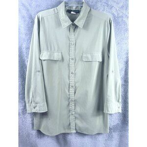 Fred David Womens Button-Up Blouse Size XL Light Sage Green